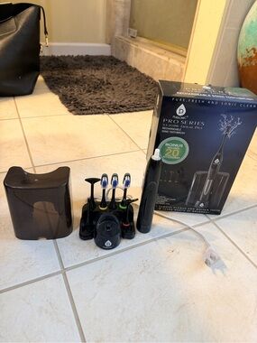 "Pursonic" Pro Series Rechargeable Sonic Toothbrush - Black All Accessories NEW